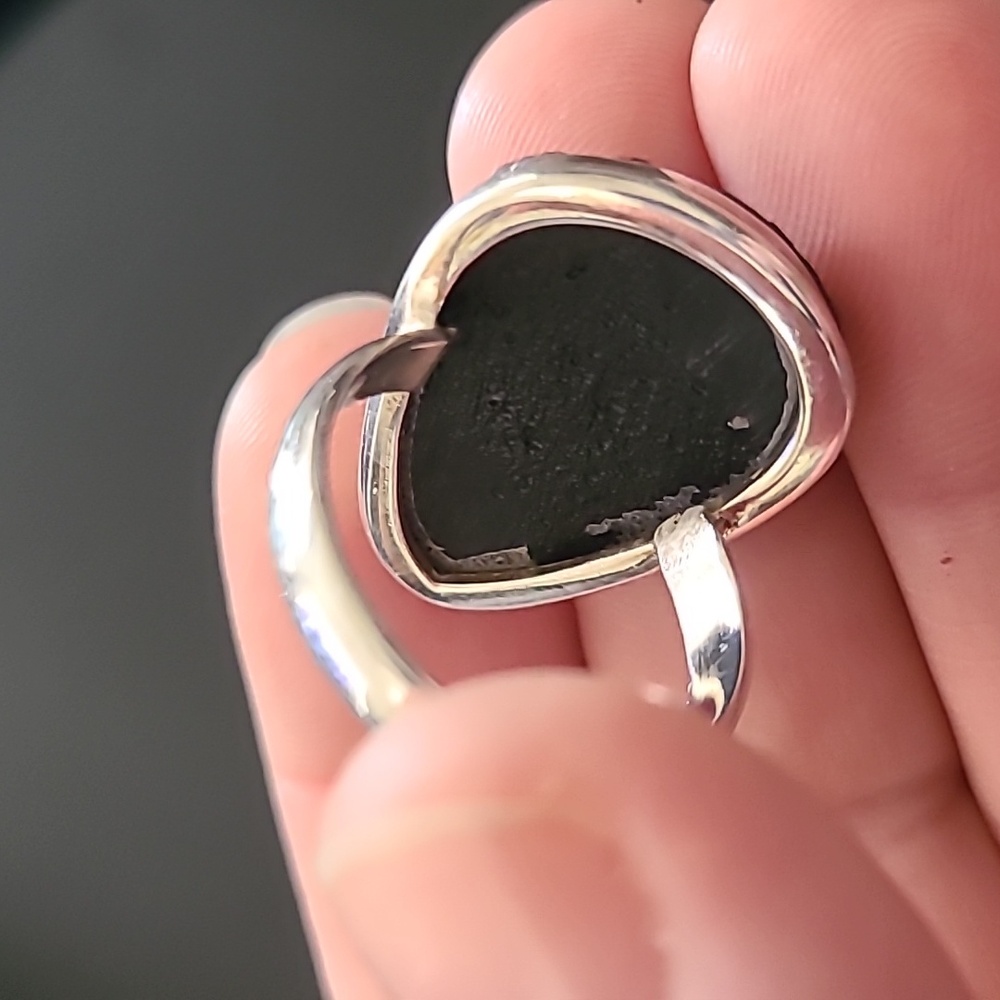 Tektite Stone In Solid Sterling Ring - Picture 7 of 8